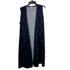 Cardigan LuLaRoe nuovo con etichette L nero grigio rosso donna spolverino senza maniche linea lunga taglia large - Foto 1 di 10