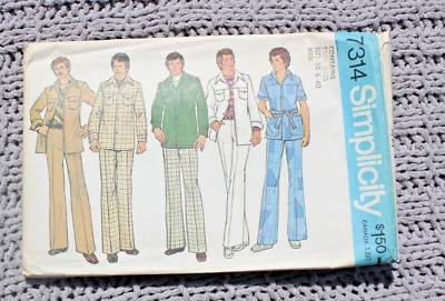 Vintage 1975 Simplicity Pattern 7314 Men's Leisure Suit Uncut 38 & 40 - Image 1 of 2