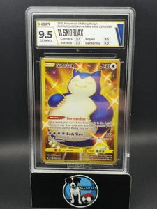 Snorlax Chilling Reign Holo Gold Secret Shiny Rare Pokemon TCG Card 9.5 10 224 - Picture 1 of 2