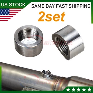 2Pack Pre-Curved Notched 02 Oxygen Sensor Weld Bung Nut M18x1.5 SS304 NEW - Picture 1 of 5