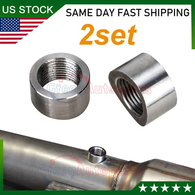 2Pack Pre-Curved Notched 02 Oxygen Sensor Weld Bung Nut M18x1.5 SS304 NEW - Image 1 of 4