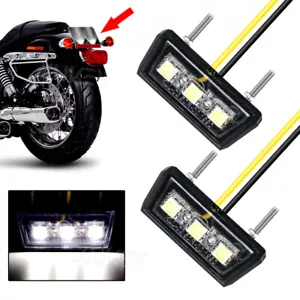 2x 12V Universal White LED Motorcycle Number License Plate Light Motorcycle Lamp - Picture 1 of 7