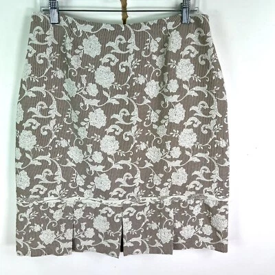 Falda floral plisada inferior Lauren Conrad C para mujer talla 12 33 tostado/blanco 32X21 Foto 1 de 4