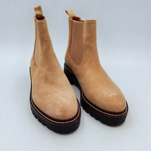 CASLON Miller Boot Water Resistant Suede Leather Cream Chelsea Lug Women's Sz 6 - Picture 1 of 9