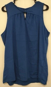 Peacameo Women’s Blue Crewneck Keyhole Sleeveless Top Camisole Blouse 2XL - New - Picture 1 of 6