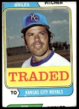 1974 Topps 123 Nelson Briles Kansas City Royals Baseball Card