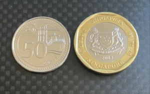Singaporean Coin Unique Magic Trick - Singapura Dollar / 50 Cent Scotch n Soda - Picture 1 of 3