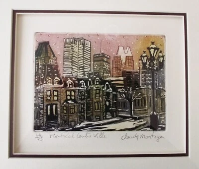 DE COLECCIÓN CLAUDE MONTOYA MONTREAL CENTRE VILLE GRABADO FIRMADO A MANO ALFOMBRILLA ENMARCADA #46/75 Foto 1 de 4