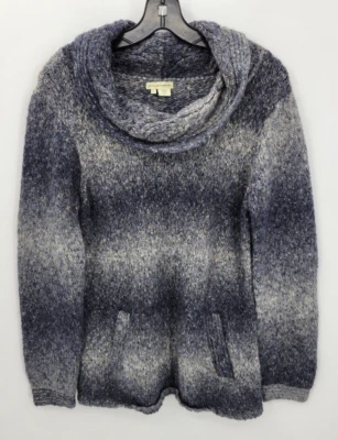 Suéter Royal Robbins Mujer Grande Negro Gris Ombre Rayas Capucha Cuello Pullover Foto 1 de 4