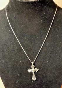 Delicate Sterling Cross and 16" Chain, Italy - Picture 1 of 3