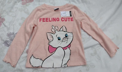 George Disney Girls Long Sleeve Pink Top Marie Aristocats Feeling Cute 4-5 Years - Image 1 of 4