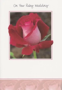 Red Rose Ruby Wedding Anniversary Card + Bible Text Proverbs 3:6 EB8284 - Picture 1 of 1