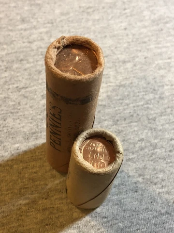 1955 P Lincoln Wheat Cent OBW Roll + Bonus Tails/Tails OBW Half Roll Cover