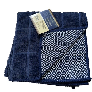 Microfiber Scrubbers 2 Pack Navy Home Collection Window Pane 12 x 12 Dish Cloth - Picture 1 of 11