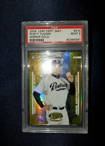 Rusty Tucker 2004 Leaf Certified Materials Gold Mirror /25 #274 Rookie PSA MINT