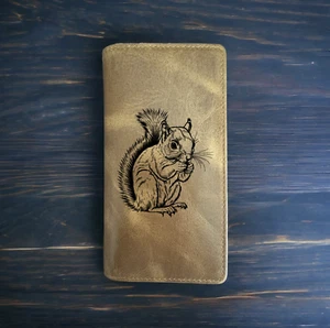 Squirrel Rodeo Wallet Cowboy Western Buffalo Leather Premium Animal Gift NEW - Picture 1 of 10