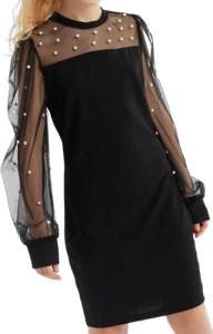 Elegantes Mädchen-Kleid Swing Schwarz mit Perlen, Festlich & Bequem, Größen 6-12 - Bild 1 von 3