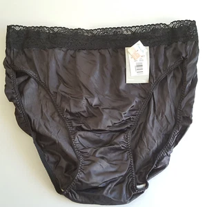 Vintage Captiva Silky Black Panties Size 8 Shiny Nylon & Lace High Cut NEW - Picture 1 of 7