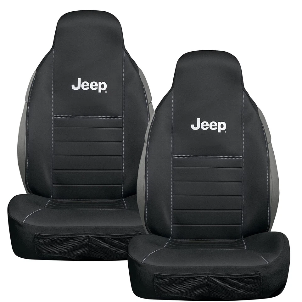 New Jeep Black 2 Front Car Truck SUV Van Bucket Seat Cover White Lettering JEEP Foto 1 de 3