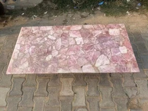 Rose Quartz Stone Counte Top Dining Table Hanmade Furniture Console Bar Desk Dec - Bild 1 von 10