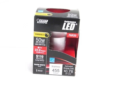 NOS! FEIT ELECTRIC DIMMABLE PAR20 FLOODLIGHT LED BULB, 50W, PAR20/830/LEDG11(C1) - Image 1 of 2