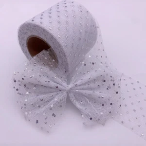 6cm*22m gepunktet Organza Netzborte glänzend Spitze Tüllband Netzkante Accessoire - Bild 1 von 14