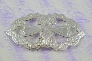 Chester Shield Pattern Silver Plated Nurses Buckle Handmade in Sheffield - Picture 1 of 4