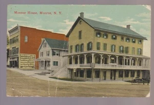 Monroe NEW YORK 1921 MAIN STREET Geschäfte HOTEL bei Peekskill Middletown NY B1 - Bild 1 von 2