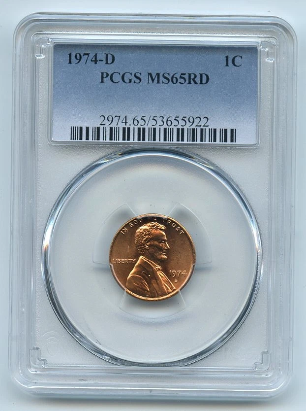 1974 D 1C Lincoln Cent PCGS MS65 - Image 1 of 1