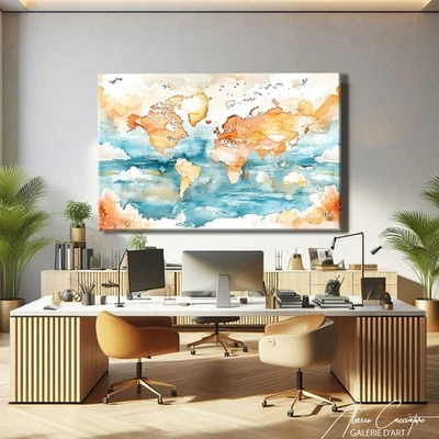 Antique World Map Wall Art Print Vintage Home Decor Map of the World Art Print - Image 1 of 4