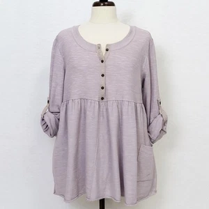 Free People Top Damen Medium Lavendel Babydoll Oversize Strick Rollriegel Henley - Bild 1 von 12