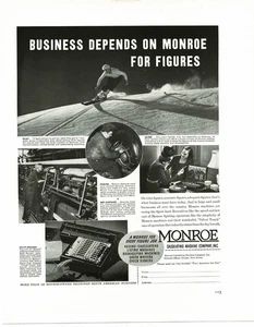 1939 Monroe A1 Adding Calculator Skier Vintage Print Ad - Picture 1 of 1