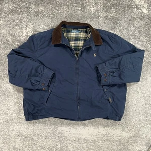 Polo Ralph Lauren Bi Swing Jacket Mens 4XB Navy Blue Plaid Lined Corduroy Collar - Picture 1 of 17