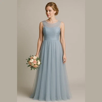 Jenny Yoo светло-синий тюль насмешливый шеи без бретелек подружки невесты платье размер 16 новый с Ярлыками - Изображение 1 из 4