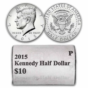 2015 P Kennedy Half Dollar 20-Coin US Mint Wrapped Roll BU ~ Unopened - Picture 1 of 1