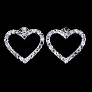 925 Sterling Silver Earrings Round Tanzanite 2mm Heart Natural Gemstone Jewelry - Picture 1 of 13