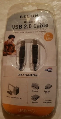 Belkin Hi-Speed 6ft USB 2.0 Cable F3U133v06 - Image 1 of 3