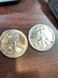 A pair Of Walking Liberty Half Dollars Both 90% Silver a1945  & 1944-D VF Thirty - Picture 1 of 7