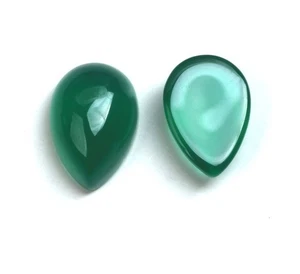 Piedra preciosa suelta de ónix verde natural cabujón trasero plano pera para hacer todas las joyas - Imagen 1 de 14