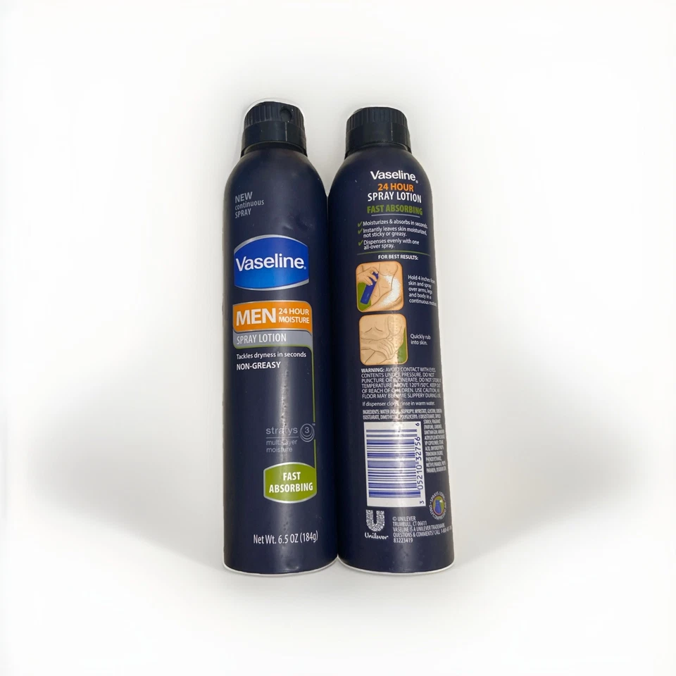 2x Vaseline Men Fast Absorbing Spray Lotion 24Hr Moisture 6.5 oz. New - Image 1 of 1
