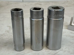 Snap On 3pc 1/2 Drive 12pt Deep sockets, 9/16, 3/4, 15/16in., USA - Picture 1 of 8
