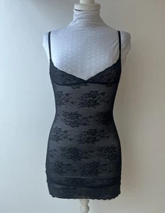 Abito donna SECRET Shapewear slip nero elasticizzato pizzo rete dettagli senza coppa 36 nuovo con etichette - Foto 1 di 7
