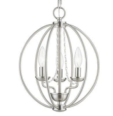 Livex Lighting 40913 Arabella 3 Light 12"W Commercial Globe - Nickel - Image 1 of 4