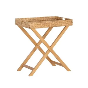 Linon Home Decor Halina 23.75 in. Natural Rectangle Hyacinth Top Folding End - Picture 1 of 12
