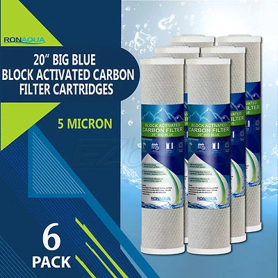 6 pcs Big Blue CTO Carbon Block Water Filters 4.5" x 20" Whole House Cartridges  - Image 1 of 4