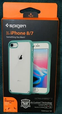 NEW SPIGEN IPHONE 8/7 CASE! MINT GREEN EDGING! EXCELLENT PROTECTION! - Image 1 of 3