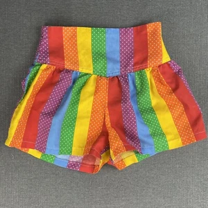 Rainbow Shorts Girls XS 4/5 Striped Handmade Polka Dots Colorful Zipper Close - Picture 1 of 12