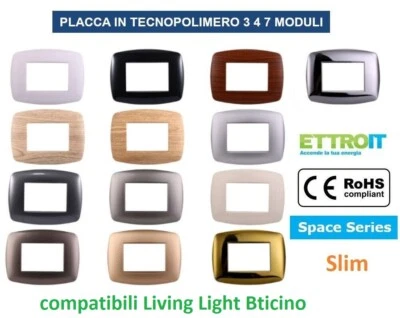 Placche Bticino LIVING LIGHT Placchette Compatibili Placca 3 4 7 moduli Slim