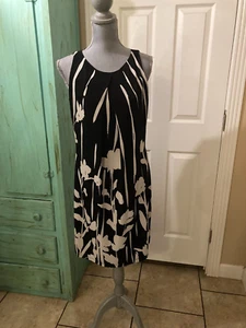 AMERICAN LIVING, WOMENS STRETCHY, SLEEVELESS, BLACK & WHITE SHIFT DRESS, 8 - Picture 1 of 6