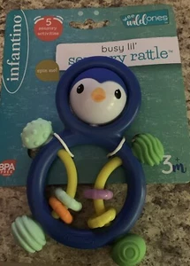 Infantino Busy Lil' Sensory Penguin Rattle 5-Sensory Activities Age 3+ Mos NEW - Picture 1 of 8